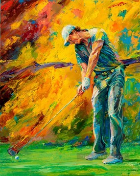  golf Art - golfeur jaune impressionniste